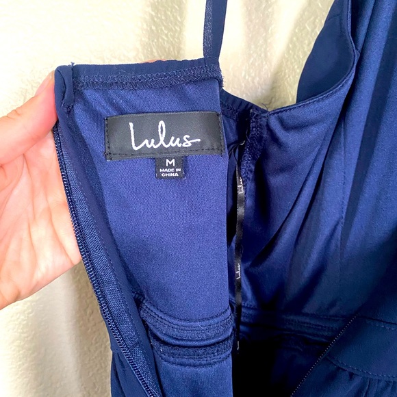 Lulus, Navy Blue Halter bridesmaid dress. - Picture 4 of 4